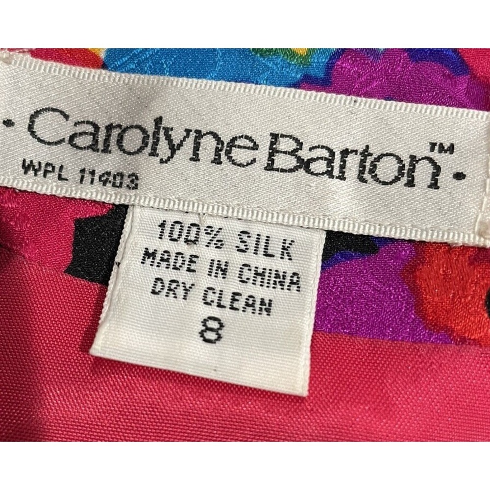 Carolyne Barton Dress Silk Floral Pink Multicolor SZ 8 ( SEE FLAWS - Picture 10 of 16